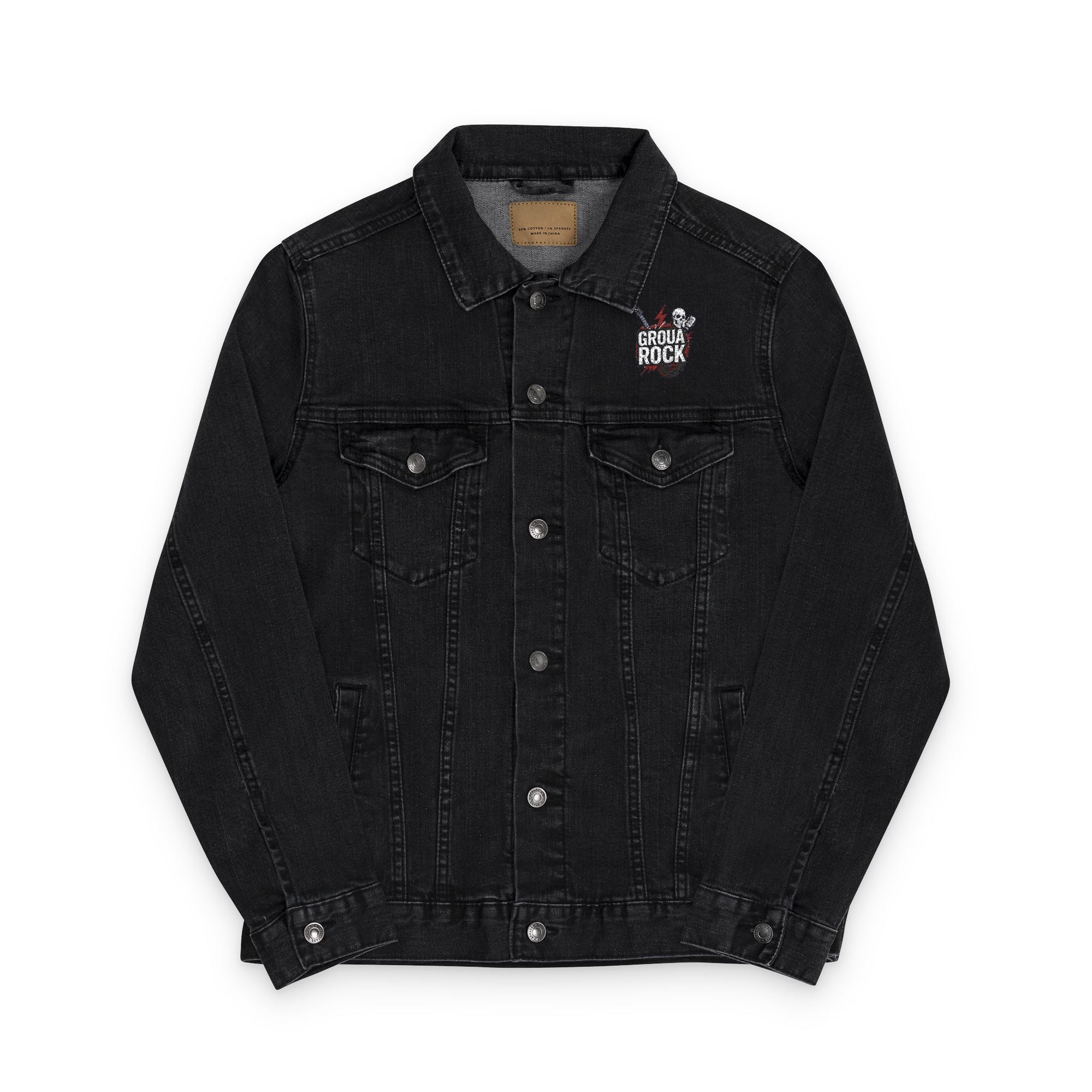 Embroidered Denim Jacket - Rock and Roll Inspired with GrouaRock